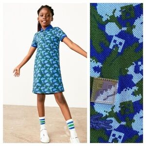 Lacoste X Minecraft Print Organic Cotton Piqué Polo Dress 2t